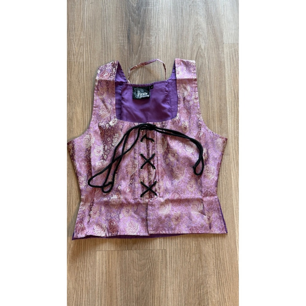 The Pirate Dressing Purple Brocade Lace Up Bodice Vest Renaissance size M